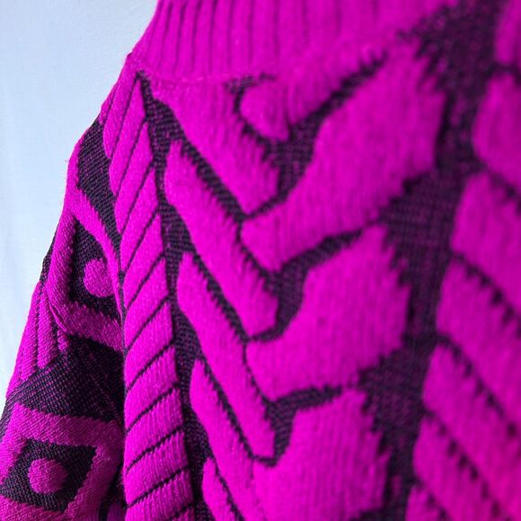 VTG 80s The Great American Sweater Co. Pink Purple 3D Chunky LS  Sweater M - Picture 6 of 12